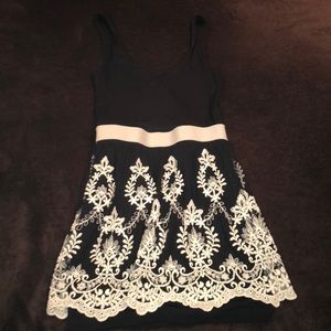 Aqua Cocktail Dress with Lace Overlay